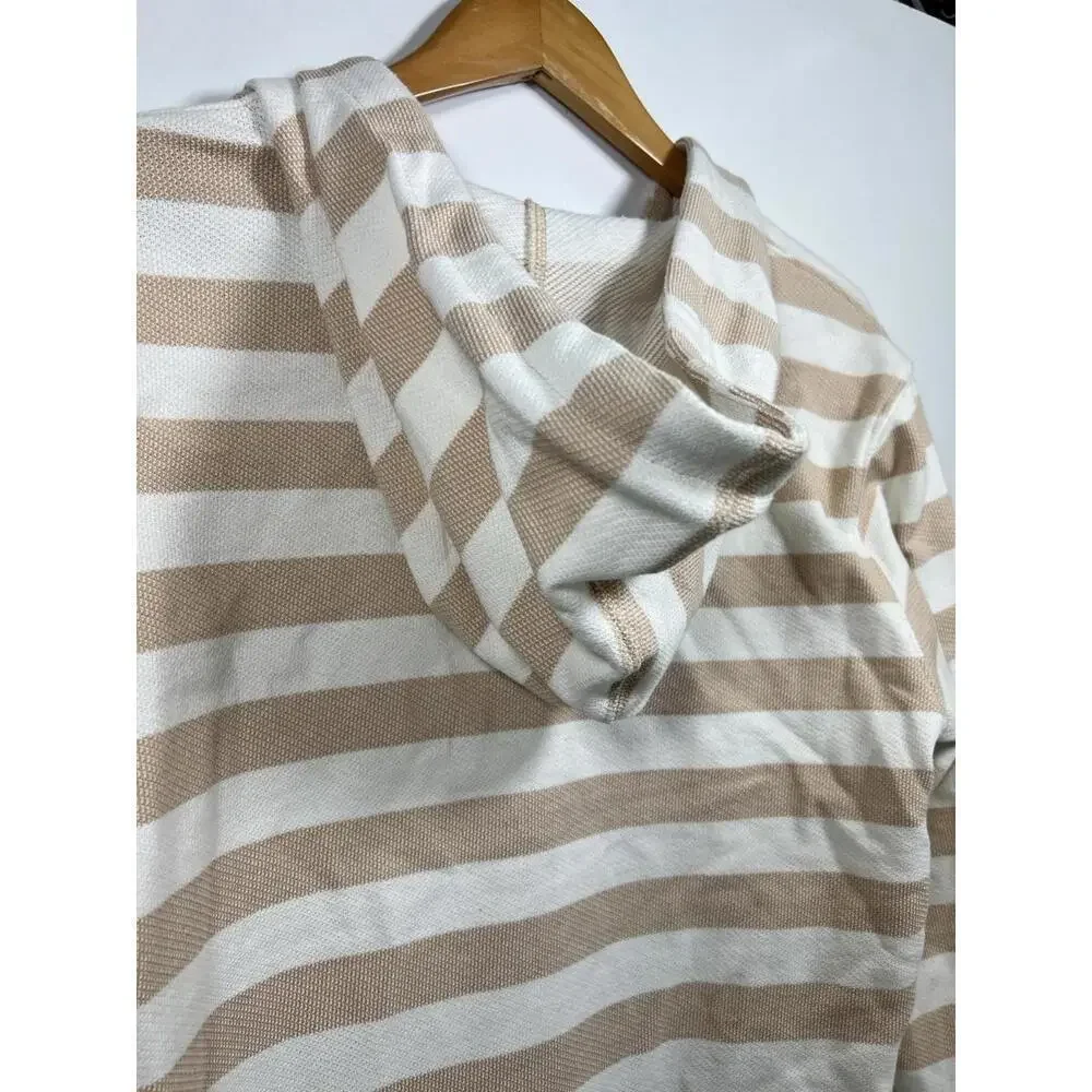 Adidas Originals Striped Hoodie Knit Tan White Men’s Sz M Resort Nautical